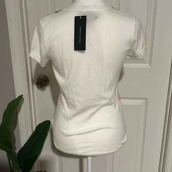 Tommy Hilfiger V-Neck Argyle Short Sleeve Shirt -Y2K- NWT Size: XS - Picture 4 of 5